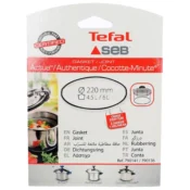 Tefal 220mm round grey rubber pressure cooker gasket for 4.5L and 6L models, part 790141 / 790136.