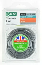 ALM SL009 universal quieter strimmer line – 25m pack of 1.5mm shaped trimmer line for electric grass trimmers.